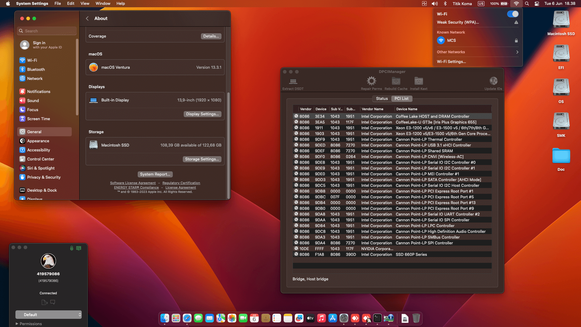 Asus VivoBook A409FJ EK551T [WhiskeyLake   Intel UHD 620 + I2C]   OpenCore 1